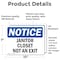 Signmission Janitor Closet Not An Exit, 10 in W x Rectangle, Vinyl Decal OS-2PACK-NS-D-710-L-13746 - alternate 4